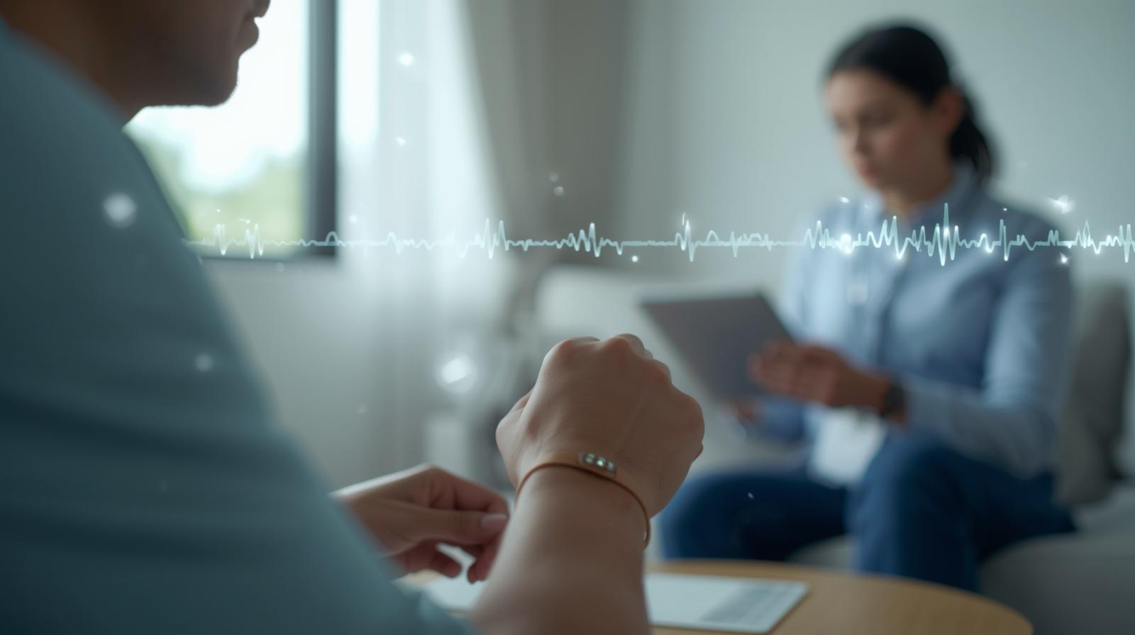 Abstract visualization representing wearable signal continuity and quality control